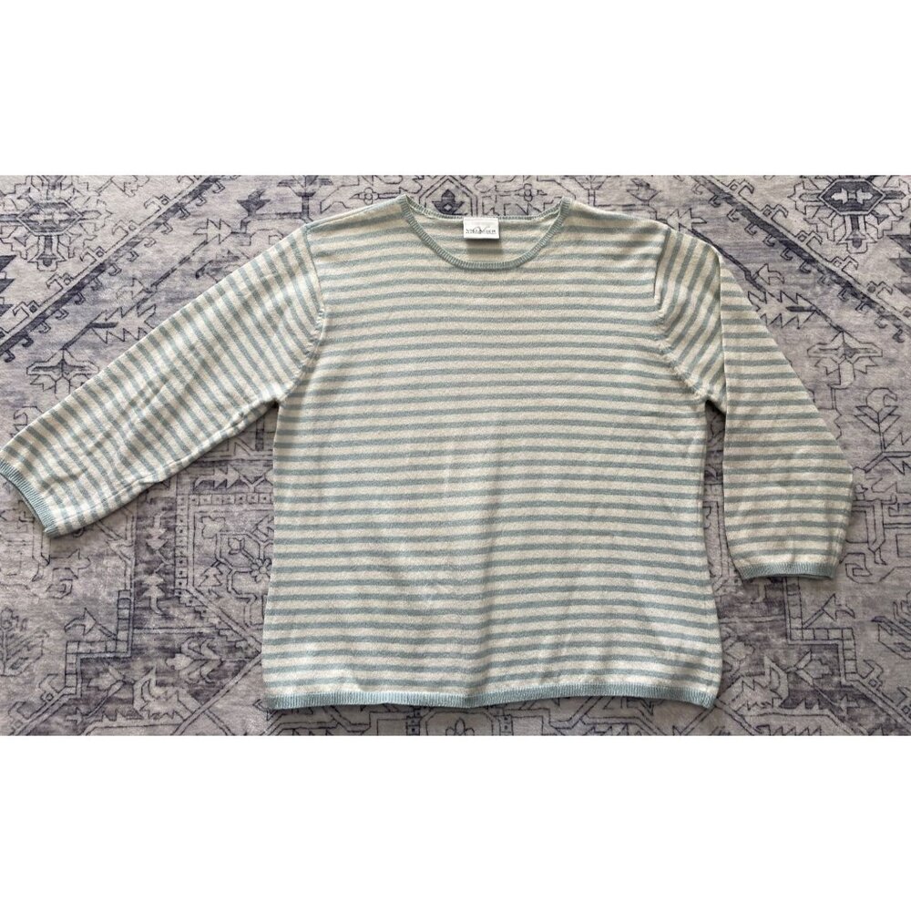 Vintage Villager By Liz Claiborne Knit Sweater Size Small Blue & Cream Striped